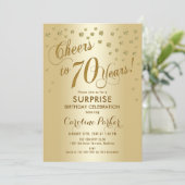 Verrassing 70ste verjaardagsfeestje - Goud Kaart (Staand voorkant)