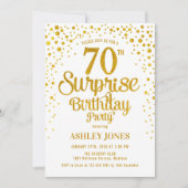 Verrassing 70ste verjaardagsfeestje - Goud & Wit Kaart (Voorkant)