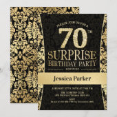Verrassing 70ste verjaardagsfeestje - Goud Zwart Kaart (Voorkant / Achterkant)