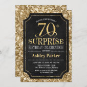 Verrassing 70ste verjaardagsfeestje - Goud Zwart Kaart (Voorkant / Achterkant)