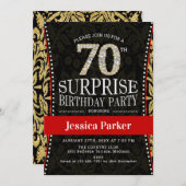 Verrassing 70ste verjaardagsfeestje - Goud Zwart R Kaart (Voorkant / Achterkant)