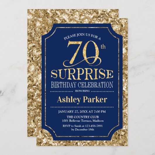 Verrassing 70ste Verjaardagsfeestje - Gouden Marin Kaart (Voorkant / Achterkant)