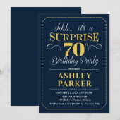Verrassing 70ste verjaardagsfeestje - Navy Gold Kaart (Voorkant / Achterkant)