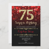 Verrassing 75e verjaardag - Zwart Rood Goud Kaart (Voorkant)