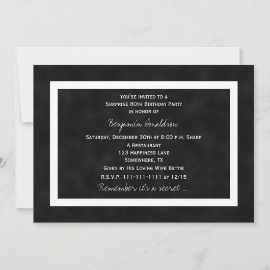 Verrassing 80e Verjaardag Feest Uitnodiging Chalkb (Achterkant)