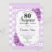 Verrassing 80e Verjaardag - Paarse Wit Kaart (Voorkant / Achterkant)