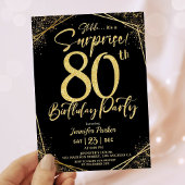Verrassing 80e Verjaardagsfeestje Zwart & Goud Gli Kaart