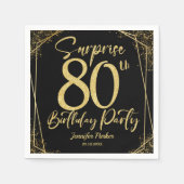 Verrassing 80e Verjaardagsfeestje Zwart & Goud Gli Servet (Voorkant)