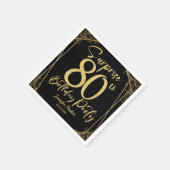 Verrassing 80e Verjaardagsfeestje Zwart & Goud Gli Servet (Hoek)