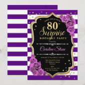 Verrassing 80ste Verjaardag - Paarse Goud Kaart (Voorkant / Achterkant)