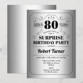 Verrassing 80ste verjaardag - Zilver Zwart Kaart (Voorkant / Achterkant)