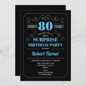Verrassing 80ste verjaardag - Zwart Blauw Kaart (Voorkant / Achterkant)