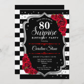 Verrassing 80ste verjaardag - Zwart Wit Rood Kaart (Voorkant / Achterkant)