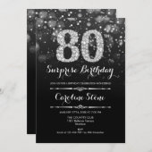 Verrassing 80ste verjaardag - Zwart Zilver Kaart (Voorkant / Achterkant)