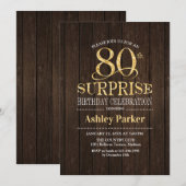 Verrassing 80ste Verjaardagsfeest - Goud Hout Kaart (Voorkant / Achterkant)