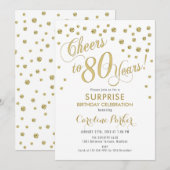 Verrassing 80ste Verjaardagsfeest - Goud Wit Kaart (Voorkant / Achterkant)