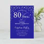 Verrassing 80ste Verjaardagsfeest - Royal Blue Sil Kaart (Staand voorkant)