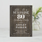 Verrassing 80ste Verjaardagsfeest - Rustiek Hout Kaart (Staand voorkant)