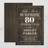 Verrassing 80ste Verjaardagsfeest - Rustiek Hout Kaart (Voorkant / Achterkant)