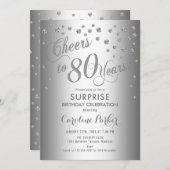 Verrassing 80ste Verjaardagsfeest - Zilver Kaart (Voorkant / Achterkant)