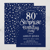 Verrassing 80ste Verjaardagsfeest - Zilver & Marin Kaart (Voorkant / Achterkant)