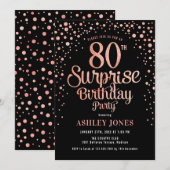 Verrassing 80ste Verjaardagsfeest - Zwart & Roos G Kaart (Voorkant / Achterkant)