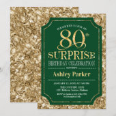 Verrassing 80ste verjaardagsfeestje - Goud Groen Kaart (Voorkant / Achterkant)