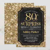 Verrassing 80ste verjaardagsfeestje - Goud Zwart Kaart (Voorkant / Achterkant)