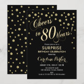 Verrassing 80ste verjaardagsfeestje - Goud Zwart Kaart (Voorkant / Achterkant)