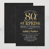 Verrassing 80ste verjaardagsfeestje - Goud Zwart Kaart (Voorkant / Achterkant)