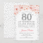 Verrassing 80ste verjaardagsfeestje - wit zilver r kaart (Voorkant / Achterkant)