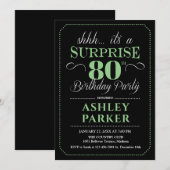 Verrassing 80ste verjaardagsfeestje - Zwart Groen Kaart (Voorkant / Achterkant)