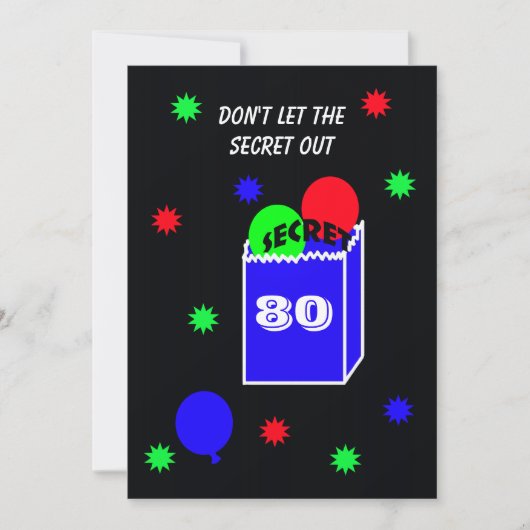 Verrassing 80ste Verjaardagsfeestuitnodiging SECRE Kaart (Voorkant)