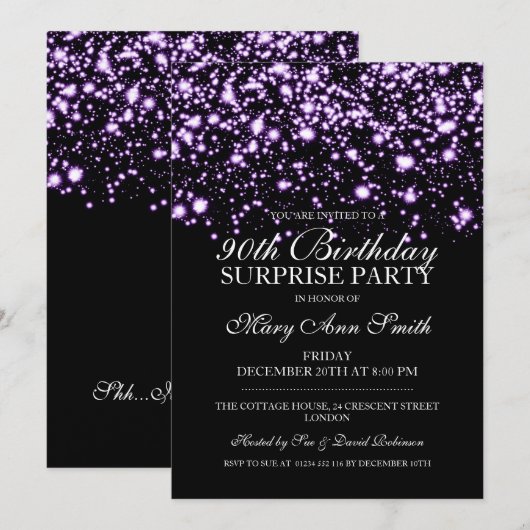 Verrassing 90e verjaardagsfeest Paarse Midnight Gl Kaart (Voorkant / Achterkant)