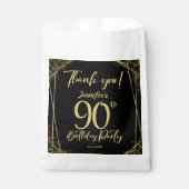 Verrassing 90e Verjaardagsfeestje Zwart & Goud Gli Bedankzakje (Voorkant)