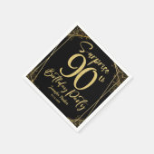 Verrassing 90e Verjaardagsfeestje Zwart & Goud Gli Servet (Hoek)
