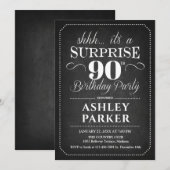 Verrassing 90ste verjaardag - Chalkboard Zwart Wit Kaart (Voorkant / Achterkant)