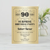 Verrassing 90ste verjaardag - Goud Zwart Kaart (Staand voorkant)