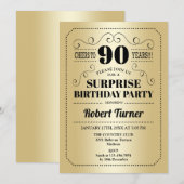 Verrassing 90ste verjaardag - Goud Zwart Kaart (Voorkant / Achterkant)
