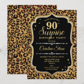 Verrassing 90ste verjaardag - Leopard Zwart Goud Kaart (Voorkant / Achterkant)