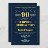 Verrassing 90ste verjaardag - Navy Gold Kaart (Voorkant / Achterkant)