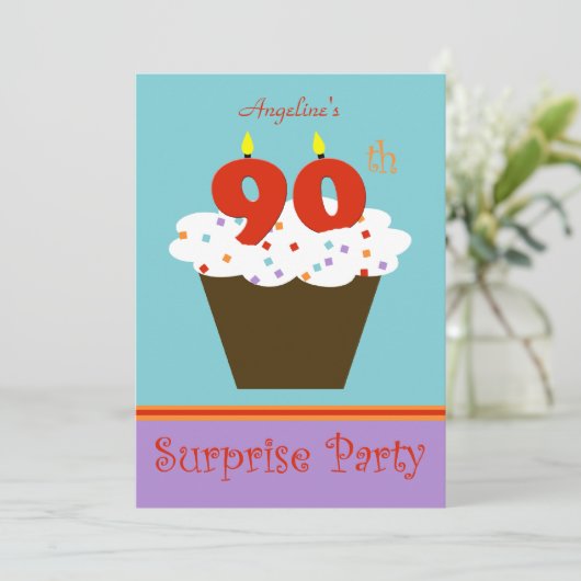 Verrassing 90ste verjaardag Party uitnodiging (Staand voorkant)