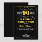 Verrassing 90ste verjaardag - Zwart Goud Kaart (Voorkant / Achterkant)