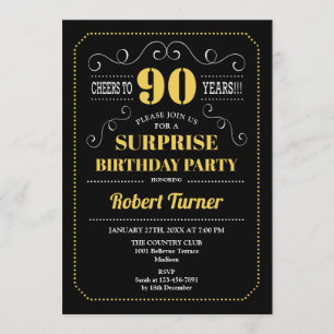 Verrassing 90ste verjaardag - Zwart Goud Kaart