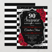 Verrassing 90ste verjaardag - Zwart Wit Rood Kaart (Voorkant / Achterkant)