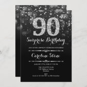 Verrassing 90ste verjaardag - Zwart Zilver Kaart (Voorkant / Achterkant)
