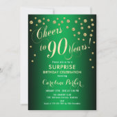 Verrassing 90ste Verjaardagsfeest - Goud Groen Kaart (Voorkant)