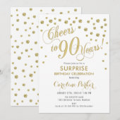 Verrassing 90ste Verjaardagsfeest - Goud Wit Kaart (Voorkant / Achterkant)