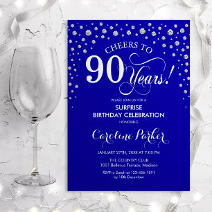 Verrassing 90ste Verjaardagsfeest - Royal Blue Sil Kaart