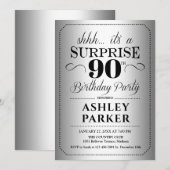 Verrassing 90ste Verjaardagsfeest - Zilver Kaart (Voorkant / Achterkant)
